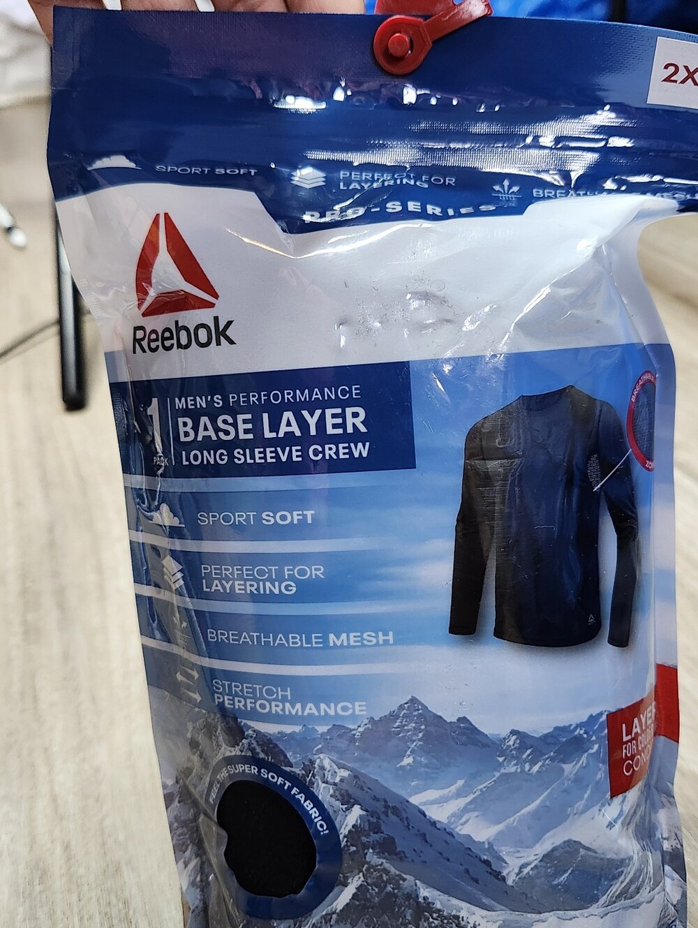 Reebok Black Men's Performance Base Layer Long Sleeve Crew 2X Wicking Outdoor - Picture 3 of 5